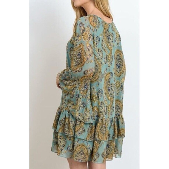 Doe & Rae Small Green Paisley Floral Dress Sheath Boho Festival Cottage *Read* - Picture 6 of 14